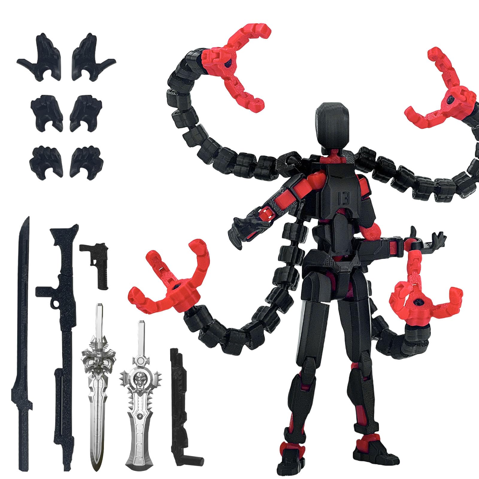 Assembly Completed T13 Action Figure 3D Printed Multi-Jointed Movable T13 Lucky 13 Dummy 13 Nova 13 Robot 13 Action Figure Desktop Decorations for Game Lovers