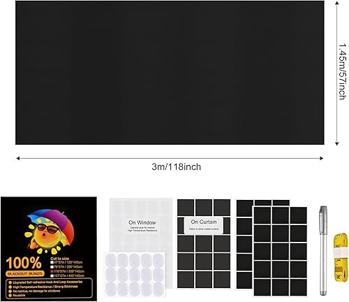 Miniatura 5 de ERAESYAT Cubierta opaca para ventana, velcro mejorado, persianas 100% opacas para ventana, cortinas opacas portátiles, cortinas opacas para
