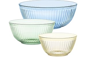 Pyrex Colors 3-Pack Glass Mixing Bowls: Small, Medium, and Large (1.3, 2.3,...