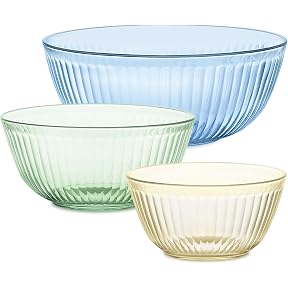 Pyrex Colors Tinted 6-PC Full Set, Small/Medium/Large Glass Mixing Bowls With Lids, Nesting Space Saving Set of Bowls For Prepping and Baking, 1.3QT, 2.3QT & 4.5QT
