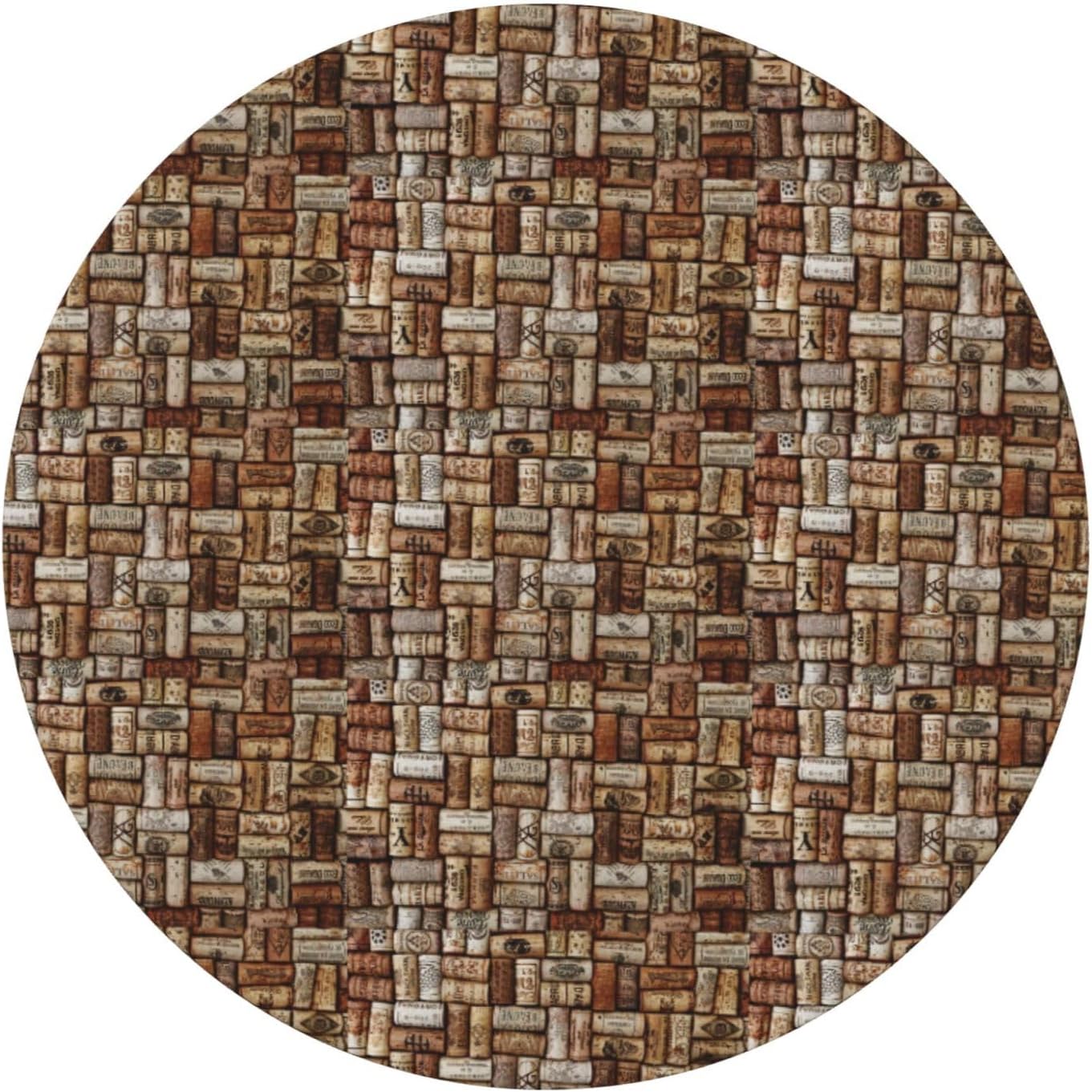 Wine Cork Print Outdoor Patio Kitchen Decor Supplies Wipeable Round Table Cloth for Indoor Outdoor