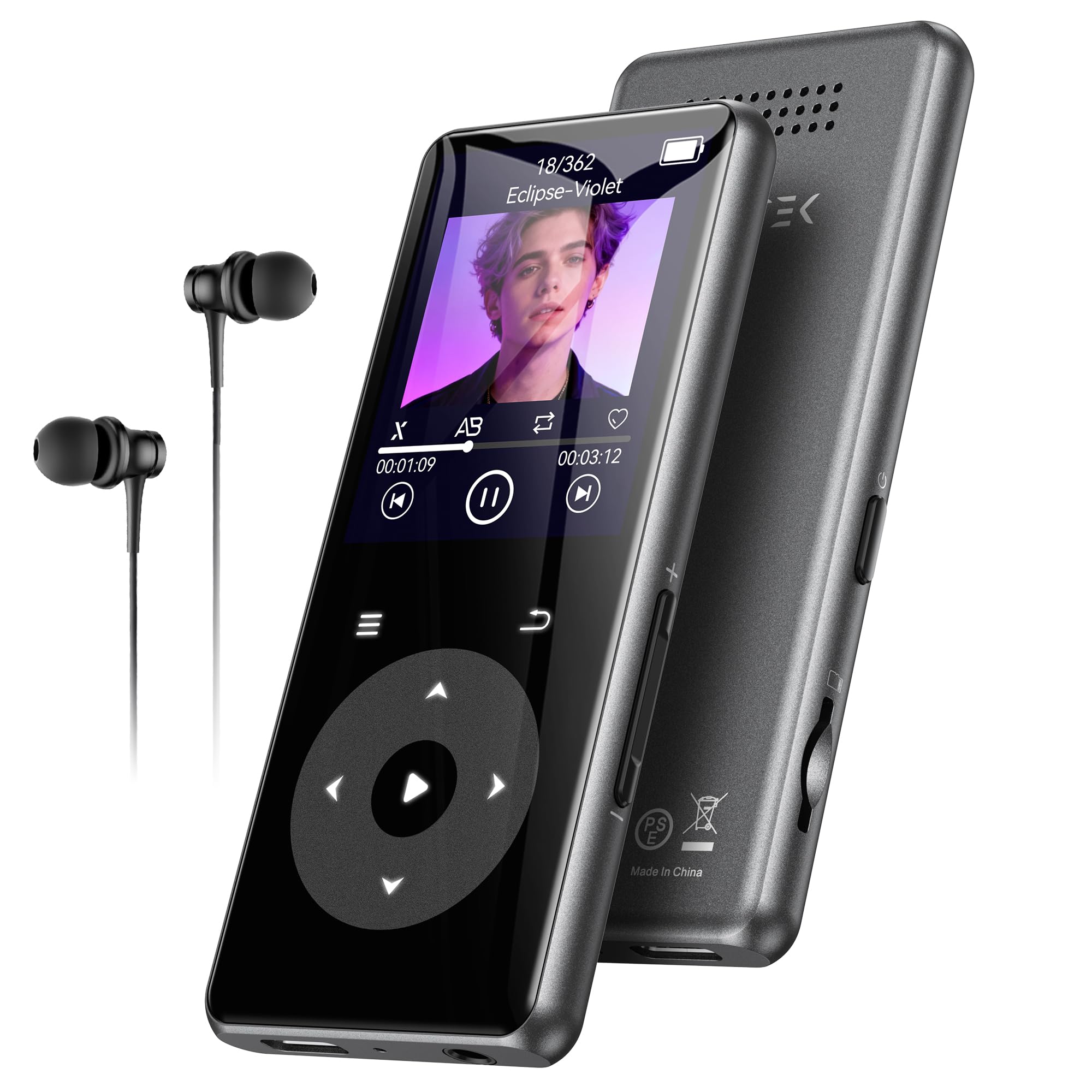 AGPTEK MP3 Bluetooth 5.4,1,8'' Lecteur Musical HiFi avec Haut-Parleur(0 Go) | Avec radio FM,Sans Mémoire Interne,Bouton Tactile Rétroéclairé en Métal, Baladeur Portable Support Carte 128Go Max