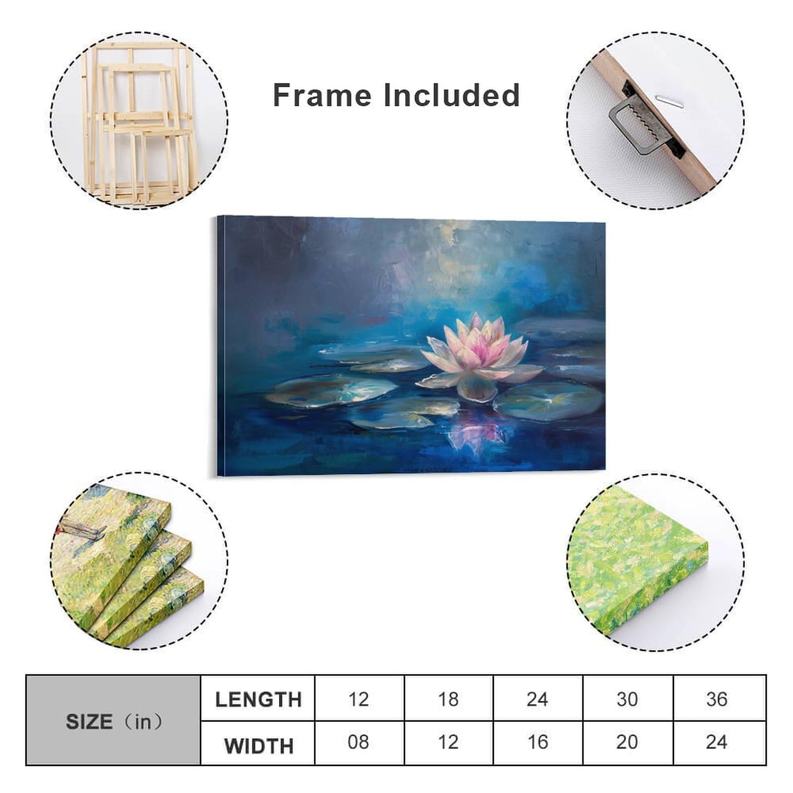Amazon.co.jp: 絵画 透き通った湖に輝く蓮の花インテリア 絵画 魅力的