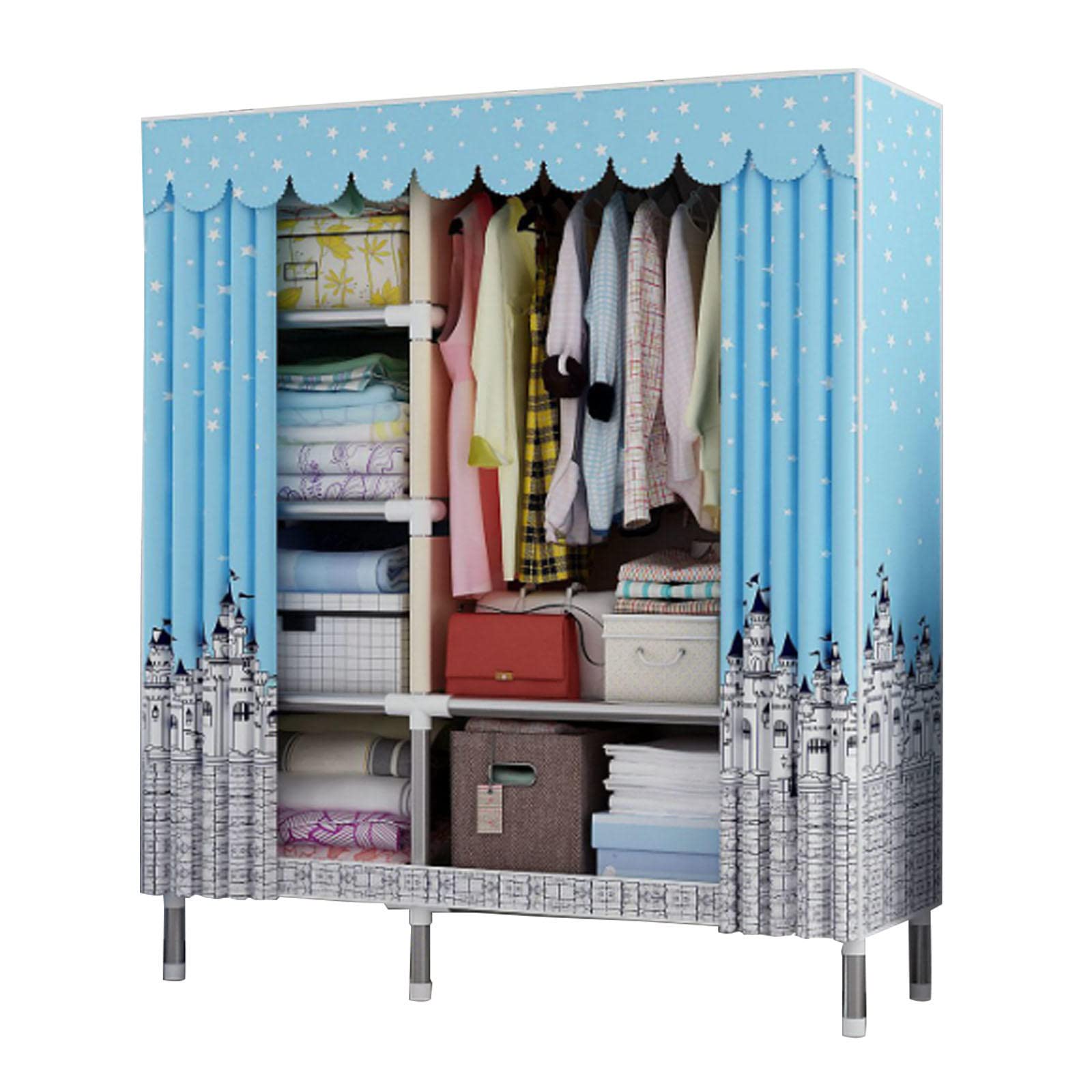 Armoire portative en toile et placard pliable pour vêtements avec penderie