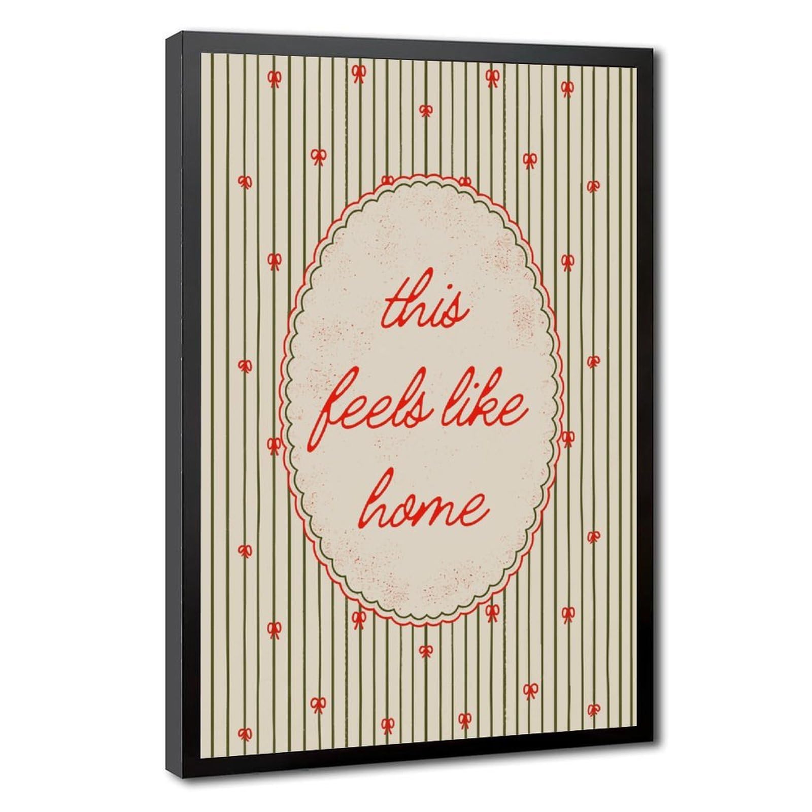 AYINUER Vertical Stripes With Red Bows Canvas Poster for Bedroom Decor Gift