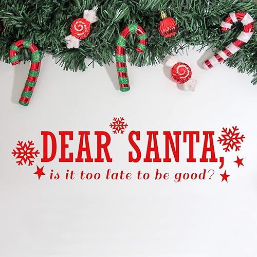 Miniatura 2 de Calcomanía de vinilo para pared, Dear Santa, 6 x 22.5 pulgadas, calcomanía de decoración navideña de copos de nieve, decoración navideña para