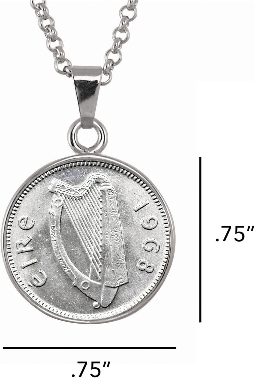 American Coin Treasures Irish Threepence Coin Pendant Necklace - Image 7
