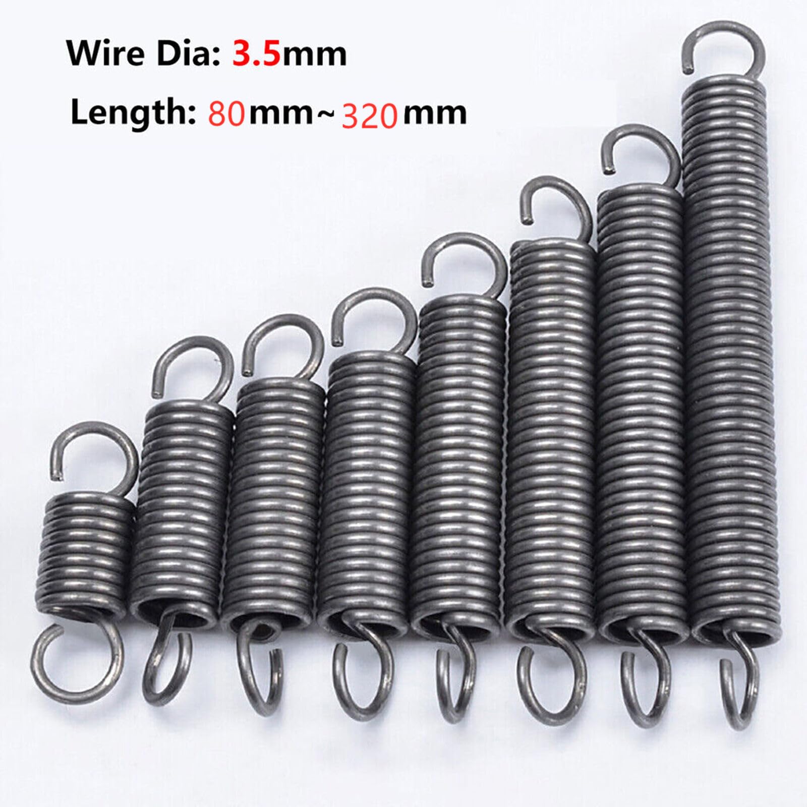 1Pcs Spring Steel Expansion Springs Extension Tension Spring Wire Dia 3.5mm OD 28-32mm L=80-320mm (3.5x31mm,Length130mm)