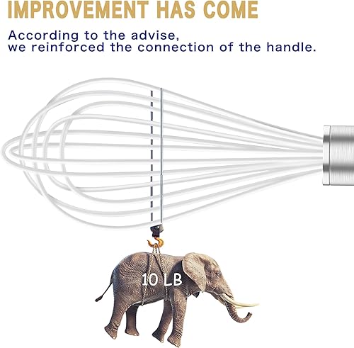 Miniatura 54 de Juego de batidores de acero inoxidable 304, batidor de metal inoxidable apto para lavavajillas, batidores profesionales de alambre de globo