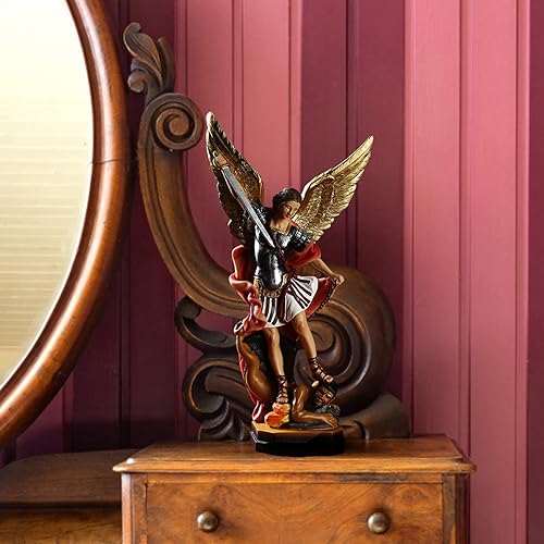 Miniatura 3 de Hoghaki Estatua de San Miguel, estatua de Michael derrotando a Satanás, Arcángel de color, estatua de San Miguel Arcángel, estatua de Michael