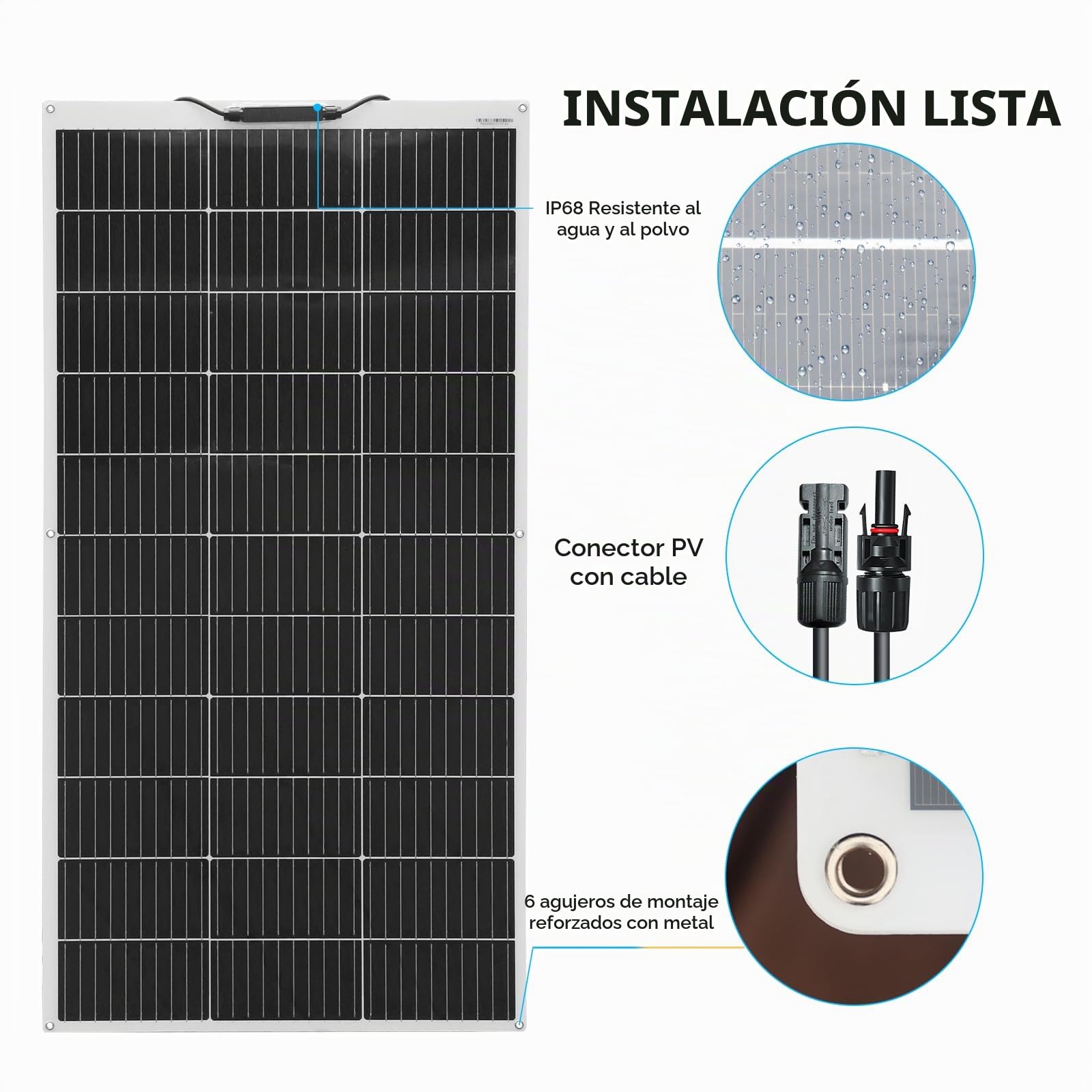 XINPUGUANG 200W kit de Panel Solar 2pcs 100w fotovoltaico módulo monocristalino flexible 20A regulador para automóvil, barco, marina, autocaravana, caravanas, batería de 12v (Blanco)