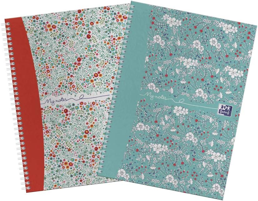 Oxford A5 Notebooks Twin Pack of Floral and Bloom, 140 Pages, Scribzee Enabled