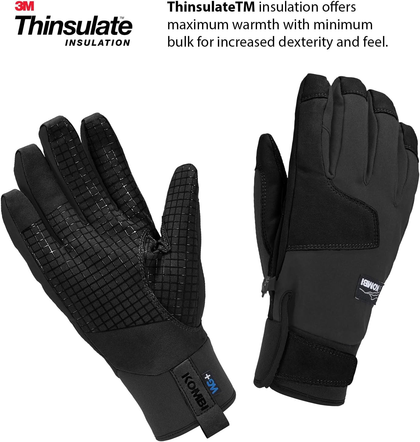Kombi Men's MTN Profile Waterproof Breathable Insulated Touchscreen Outdoor Active Winter Sports Gloves w Keeper Leash