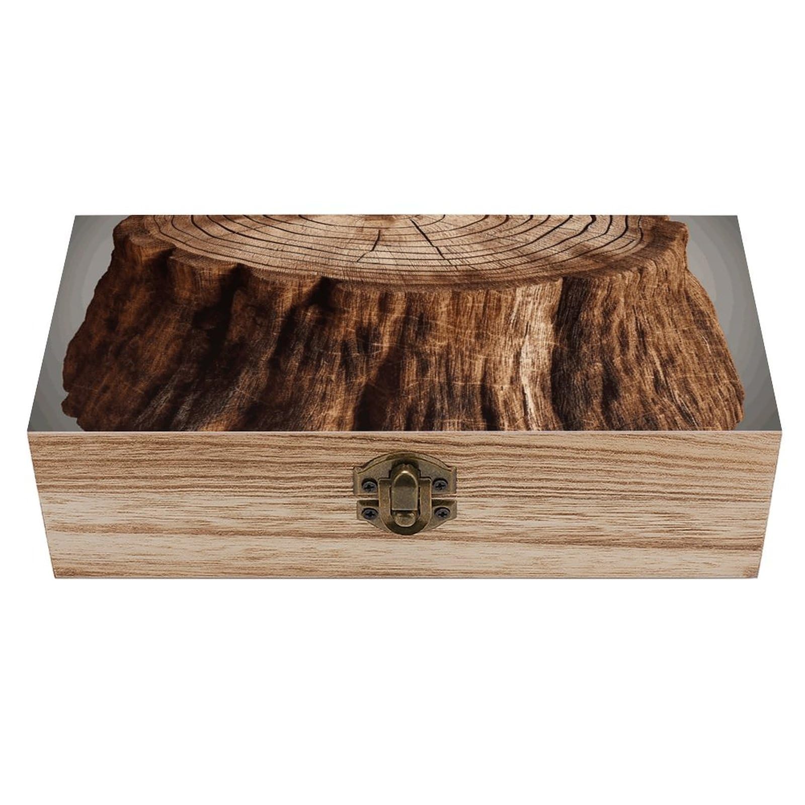 Boîte en bois style souche de chêne pour emballer un cadeau ou un souvenir unique