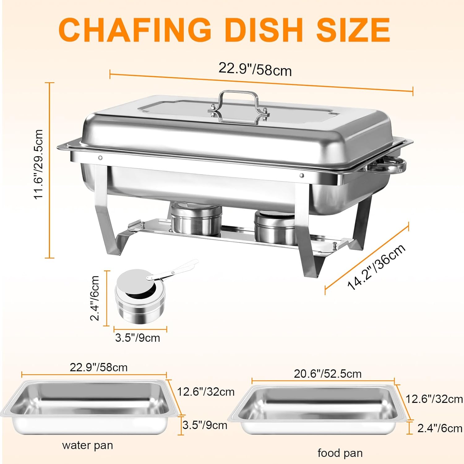 Chafing Dishes for Buffet 2 Pack, 8QT Stainless Steel Food Warmer Kit Buffet Serving Utensils for Parties, Birthday, Holiday Parties, Church Events