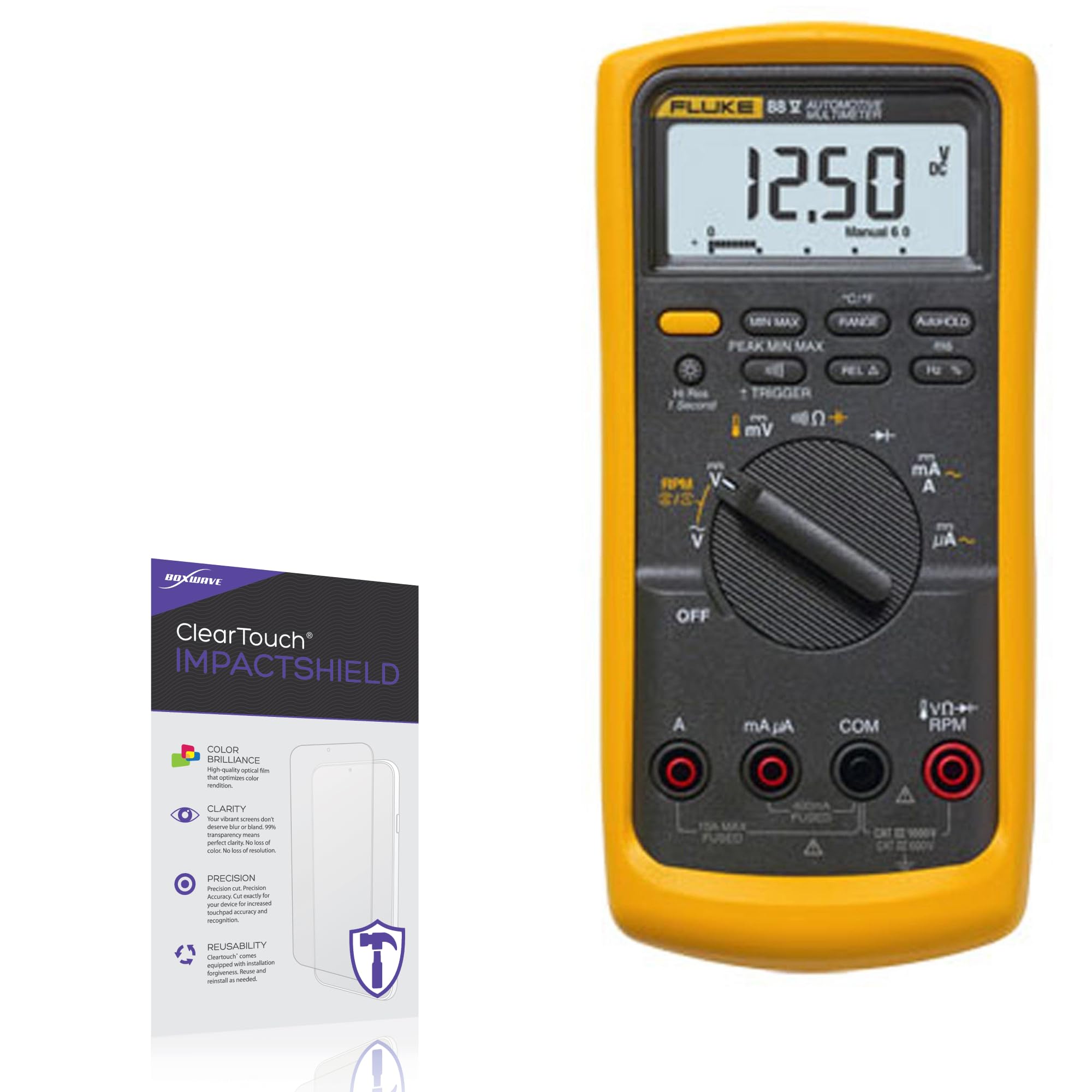 BoxWave Screen Protector Compatible with Fluke 88V - ClearTouch ImpactShield (2-Pack), Impenetrable Screen Protector Flexible Film