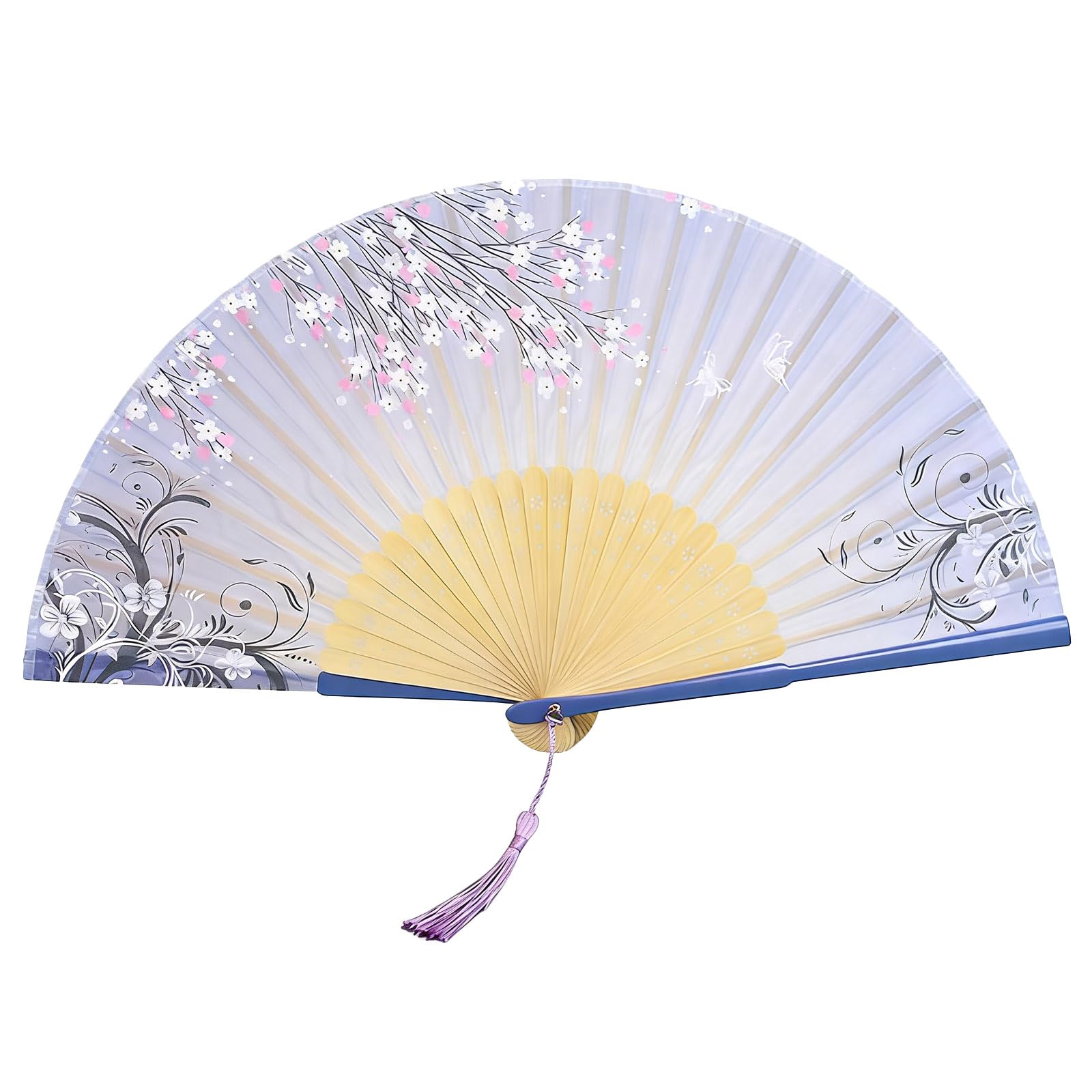 Xinsheinelry Handheld Fan with Long Tassels Soft Fabric Handheld for Parties Event Dance Props and Daily Use Hand