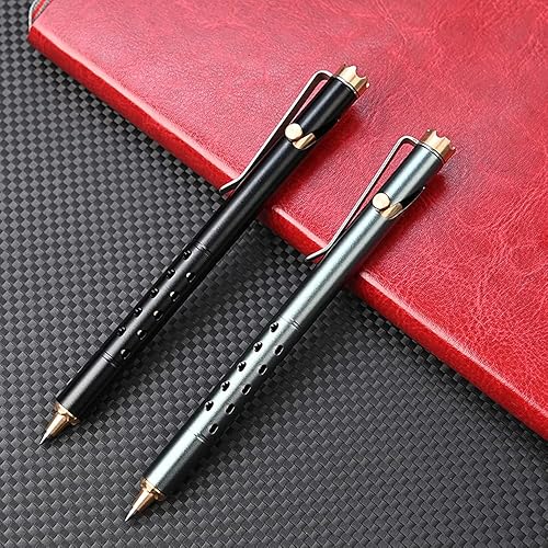 Miniatura 13 de Bolígrafo de acción de perno de aleación de aluminio, con bolígrafo distintivo de perno de corona de latón, compatible con repuestos de gel Parker