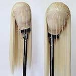 BTWTRY Blonde Synthetic Lace Front Wig Long Straight Blonde Lace Front Synthetic Wig Pre Plucked Natural Hairline Glueless Heat Resistant Fiber Hair Wig for Fashion Women (Blonde)
