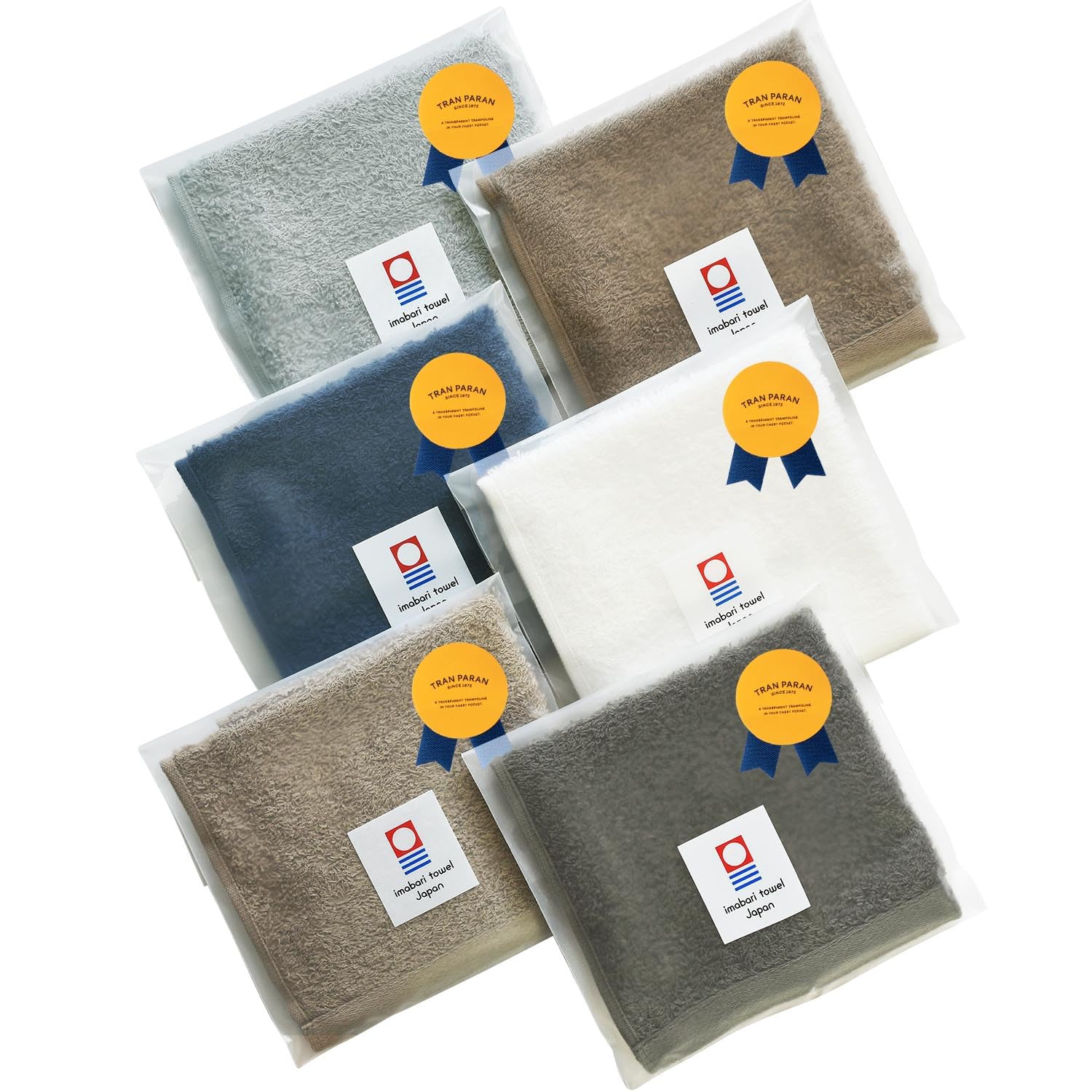 Tramparan Imabari Towel Handkerchief Set of 6 Assorted Cotton 9.8in Japan