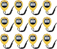 Pgzsy 12 Pack Yellow Digital Sports Stopwatch Timers - Large Display, 1/100 Sec Precision, Date/Time/Alarm for Coaches & Referees