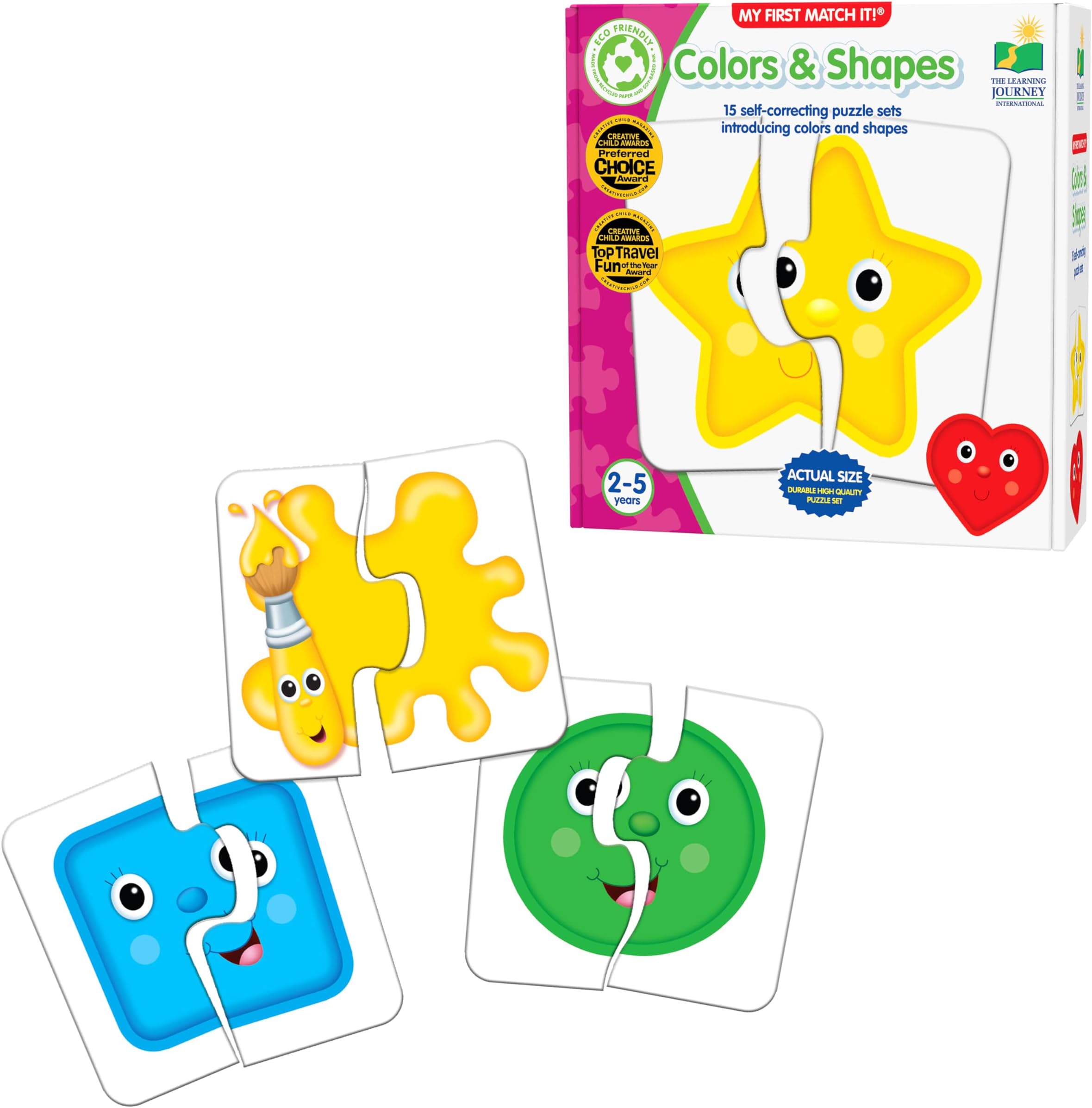 The Learning Journey: My First Match It - Colors and Shapes - 15 Self-Correcting Matching Puzzles for Preschoolers, Green
