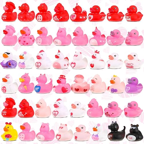 Miniatura 1 de Simgoing Patos de goma de San Valentín de 2 pulgadas a granel para el día de San Valentín pequeños patos de goma para piscina, bañera, juguetes de