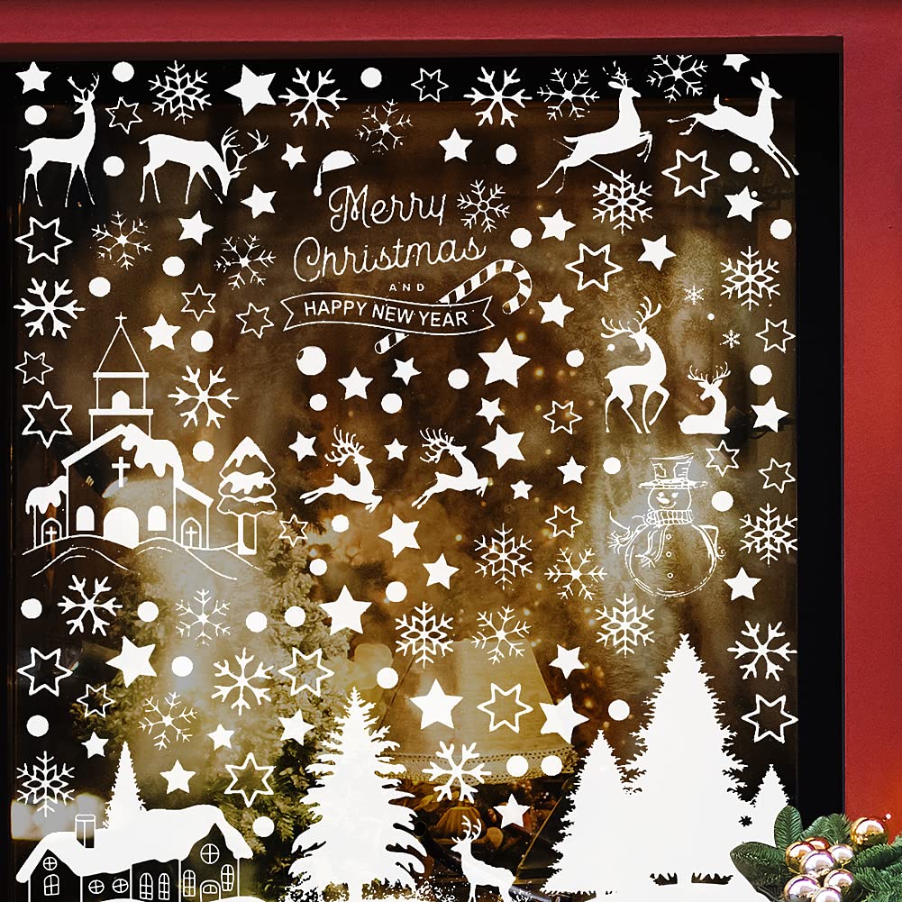 Multper 116 Pezzi Vetrofanie Natalizie per Finestre, Decorazioni Natal