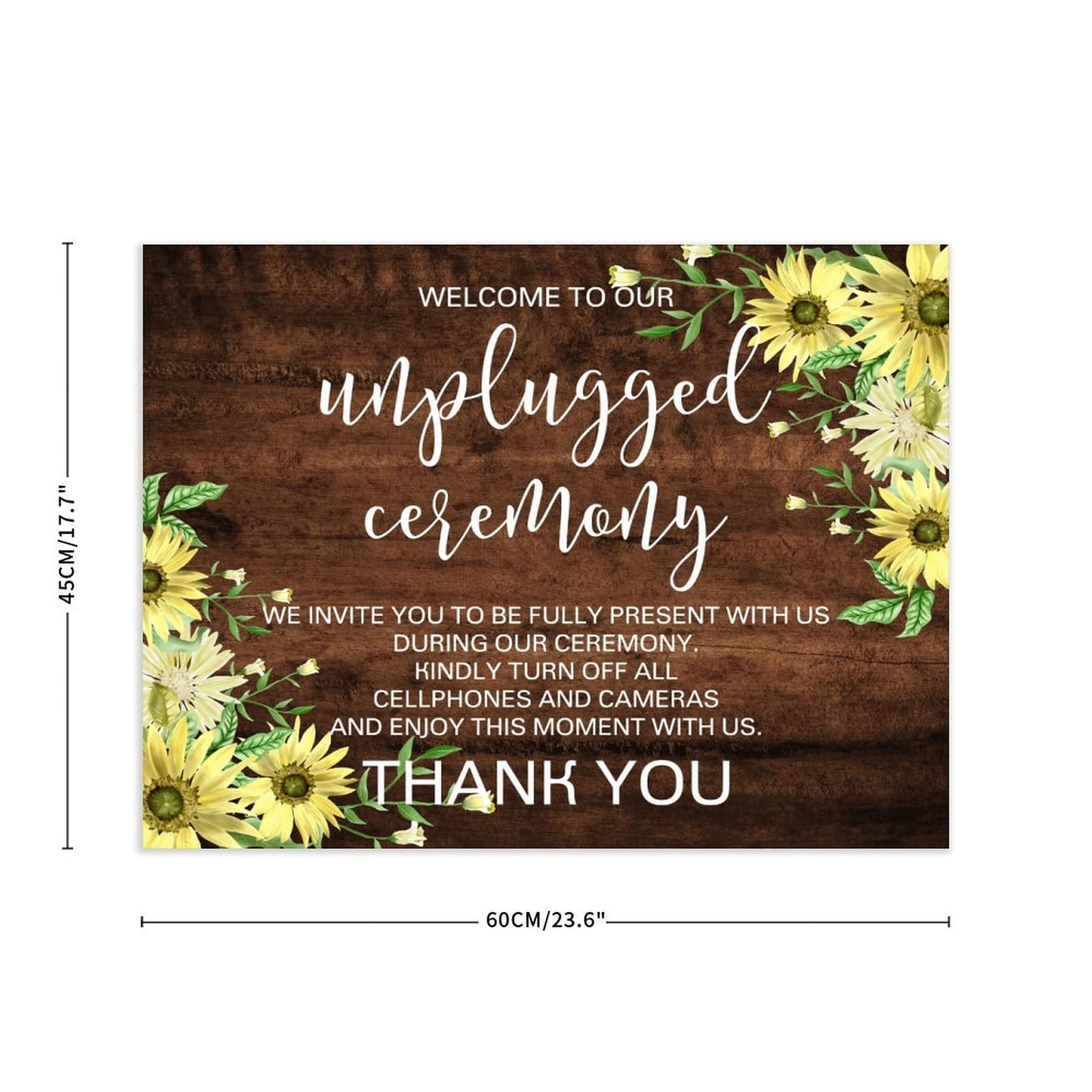 Personalisiertes Hochzeits-Willkommensschild ''Welcome To Our Unplugged Ceremony Holz Hochzeitsschild Modern Mr&Mrs Paar Dekor Holzschild Hochzeitsempfang Poster für Zeremonie Verlobung Party Supplies
