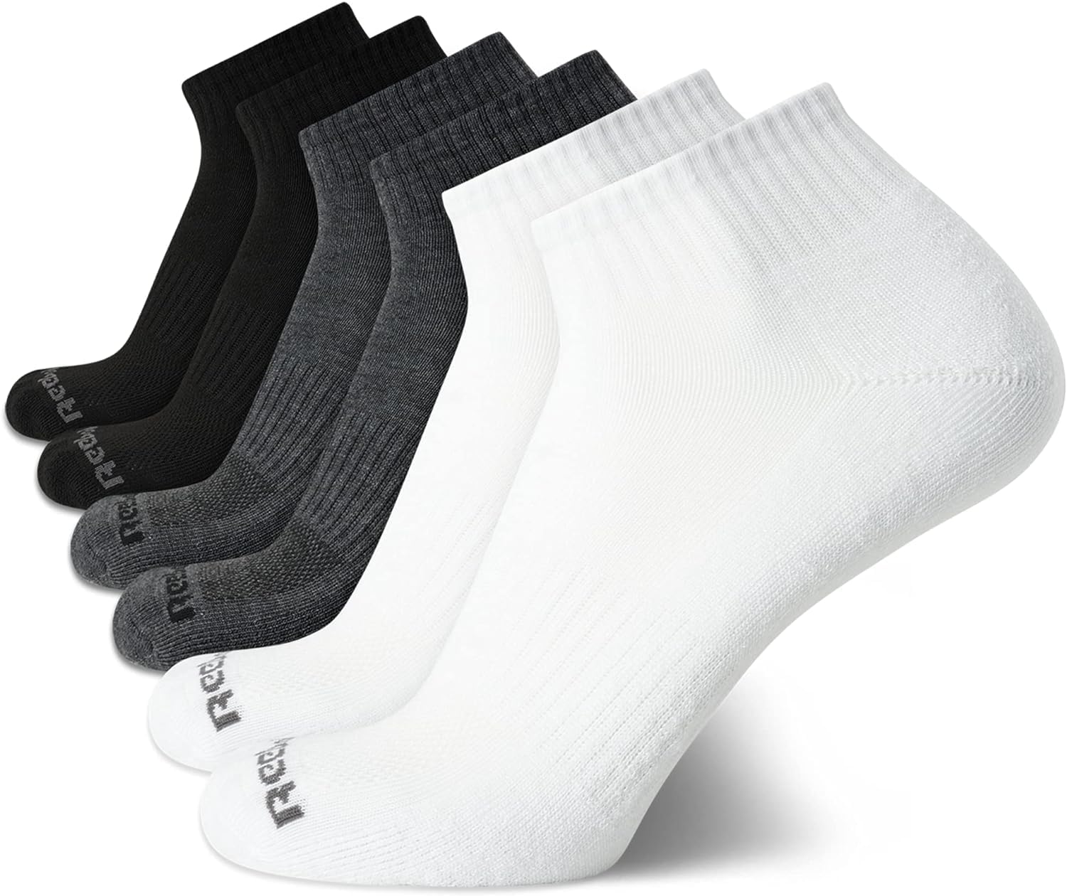 Reebok Men's Quarter Socks - 6 Pack Cushion Quarter Cut Ankle Socks for Men - Breathable Men's Athletic Socks (Size: 6-12.5)