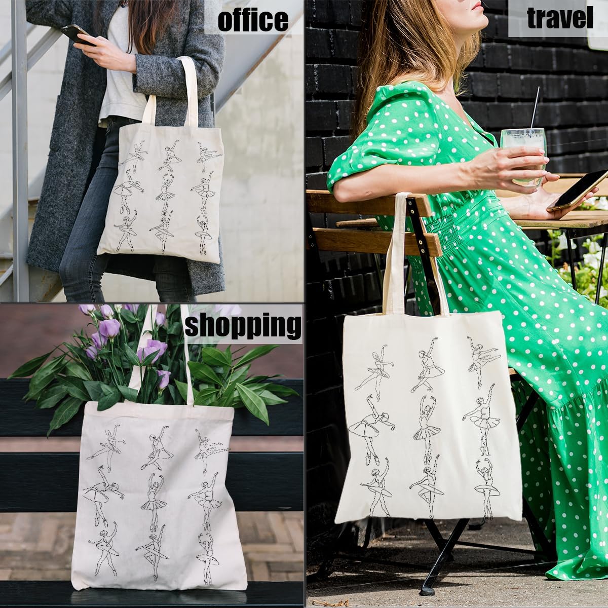 Ballerina Tote Bag Gifts for Women Dancer Dance Teacher Ballet Dancer Canvas Tote Bag - Image 2