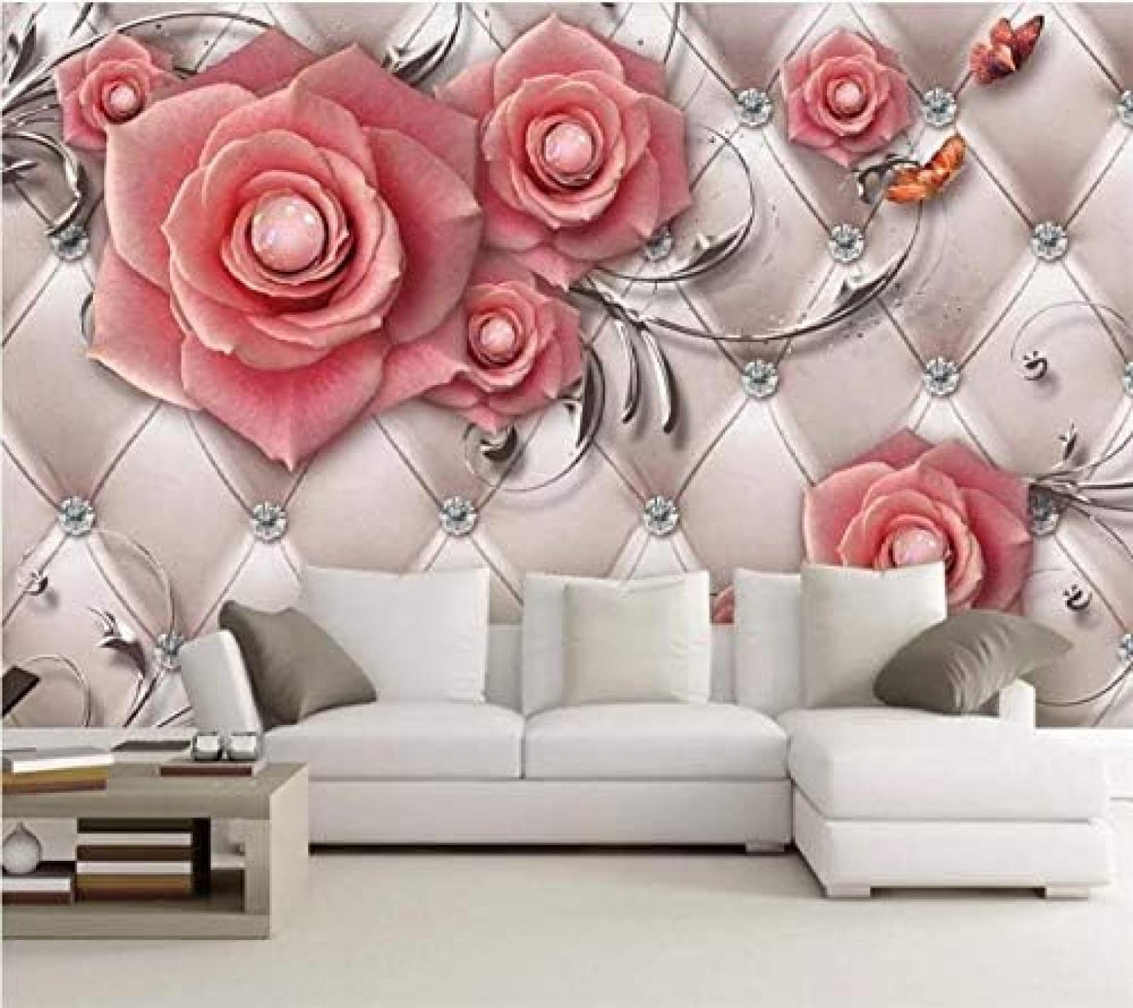 Papier peint 3D roses XLMING 150x105 cm intissé pour mur du salon