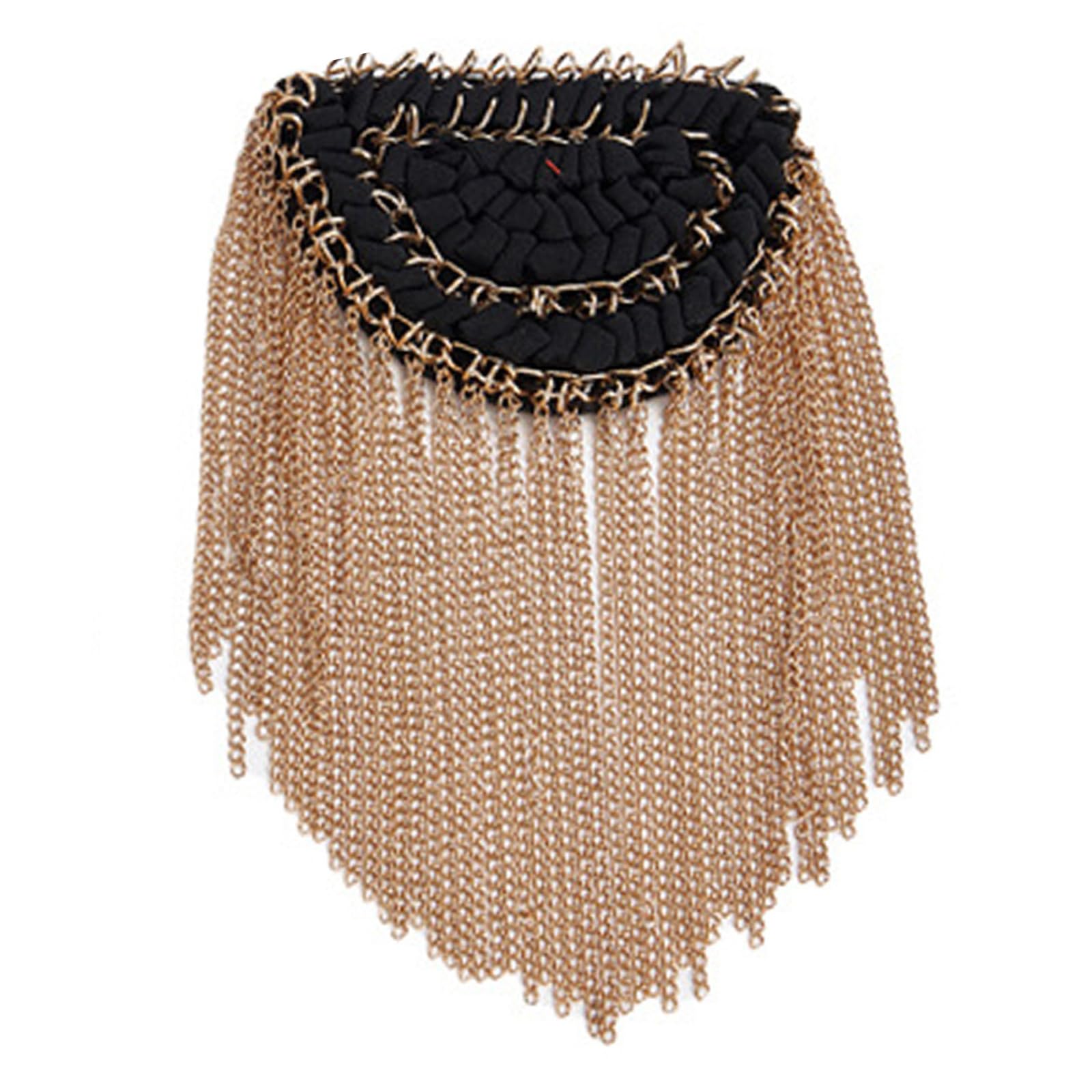 Woedpez Metal Tassels Epaulette Shoulder Badge for Women Men Metal Chain Fringed Epaulette with Rhinestones Pearls Embellishment Fashion Decorations