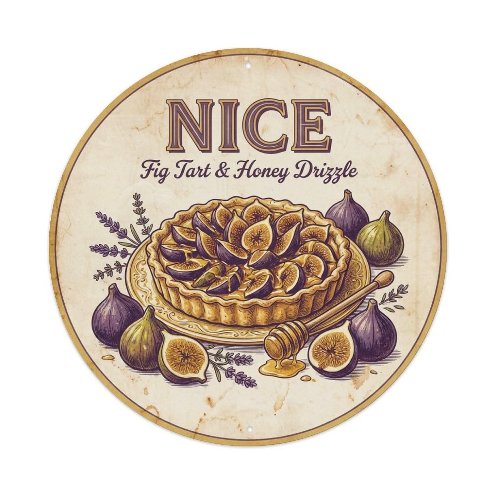 Olhnbad Style Fig Tart Honey Delight Cuisine Culture Nice Travel Metal Tin Sign