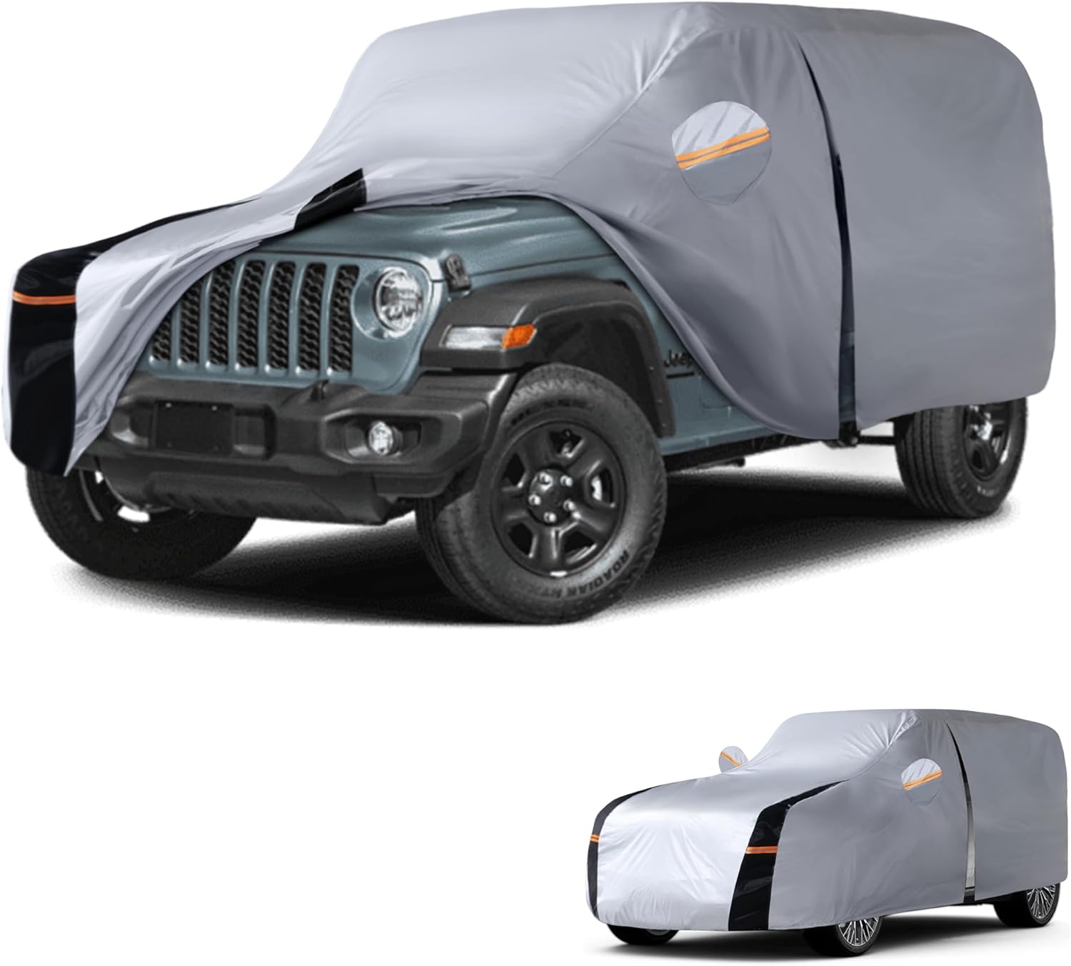 Multi-Layer Car Cover Custom Fit for Jeep wrangler 4 Dr/Unlimited 4 Dr JK JL(1987-2026), 100% Waterproof All Weather for Automobiles, Gift with Towel, Heavy Duty Car Covers for Rain Sun UV Protection.