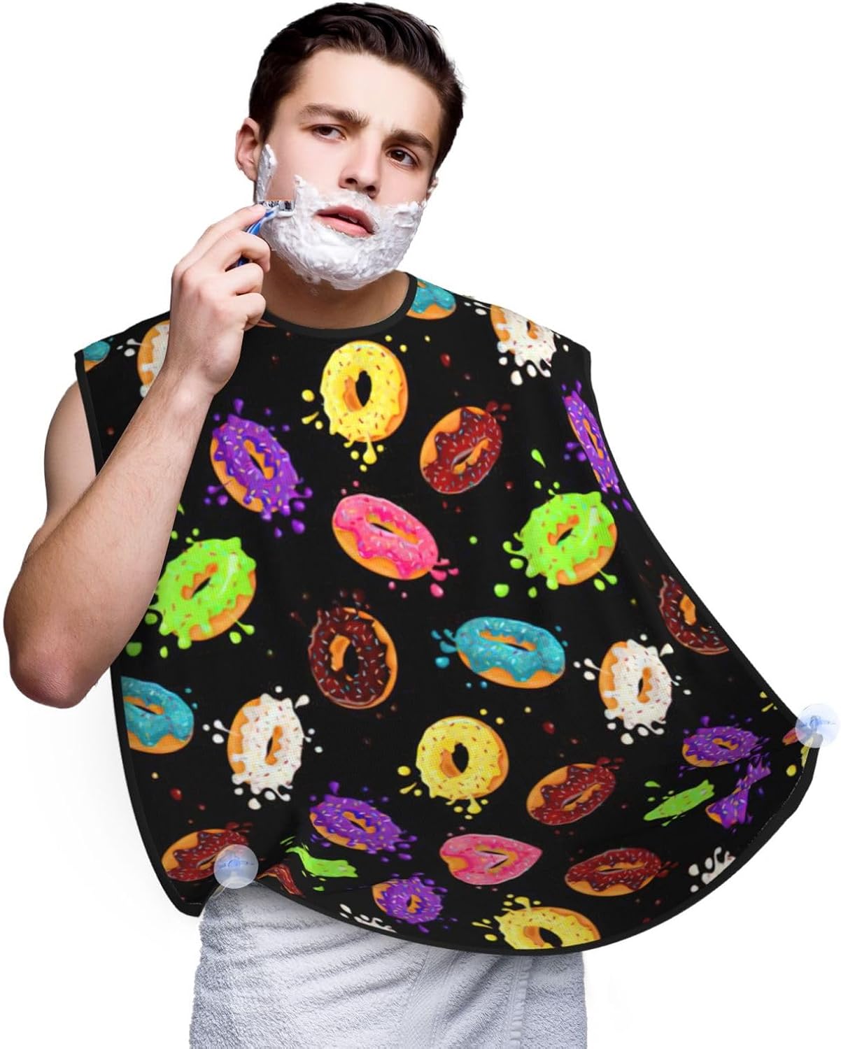 Donut Print Beard Bib Apron, Shaving Apron For Dad, Men'S Hair Catcher For Shaving Best Gifts For Dad