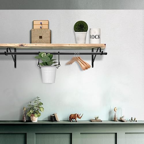 Miniatura 6 de Soporte para barra de armario, soporte de estante resistente con soporte para barra, 10.9 x 10.2 pulgadas, soporte de barra de armario negro montado