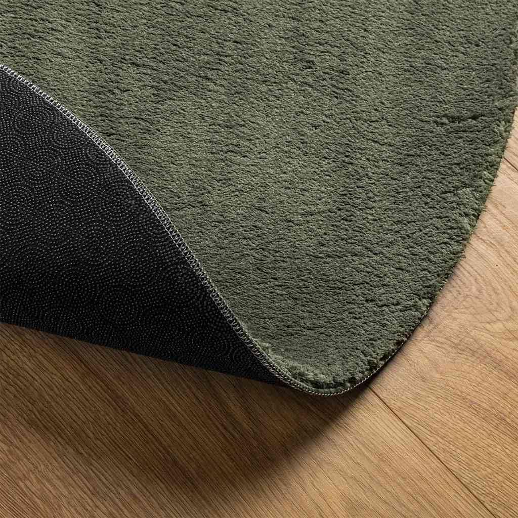 HUARTE Tapis ovale vert forêt 140 x 200 cm – Tapis de salon moderne en polyester – Tapis de couloir antidérapant pliable et lavable – Tapis à poils courts doux pour l'intérieur
