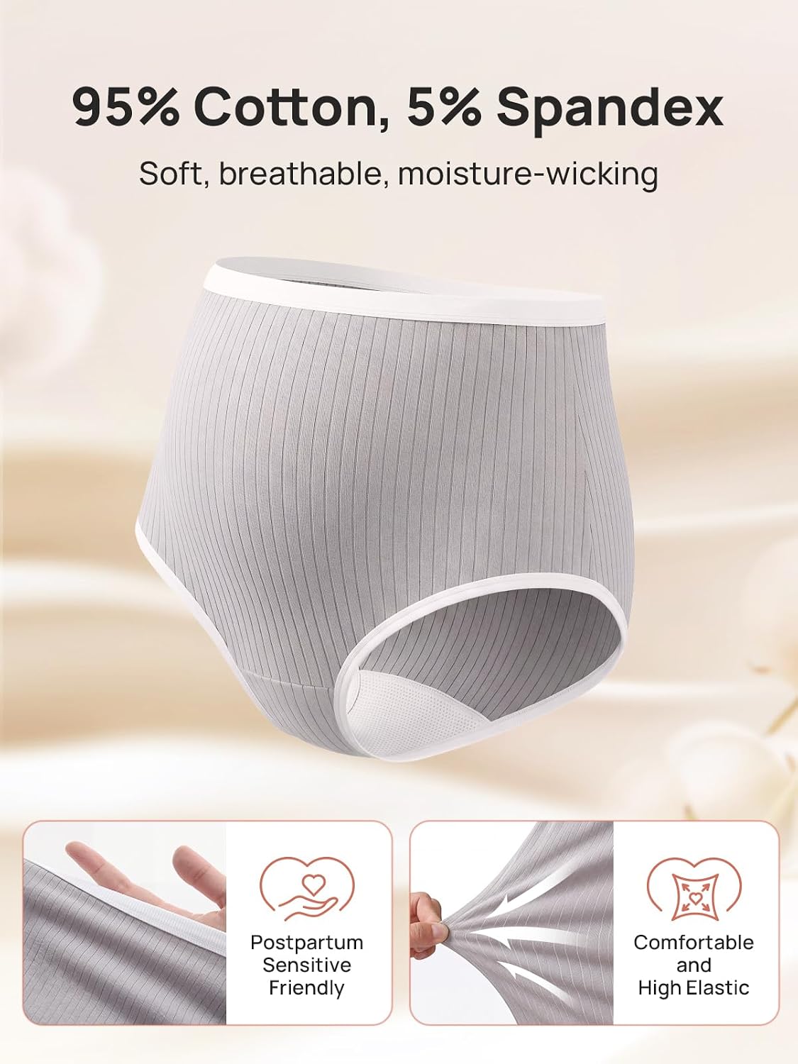 Summer Mae 8-Pack 95% Cotton Disposable Postpartum Underwear for Maternity