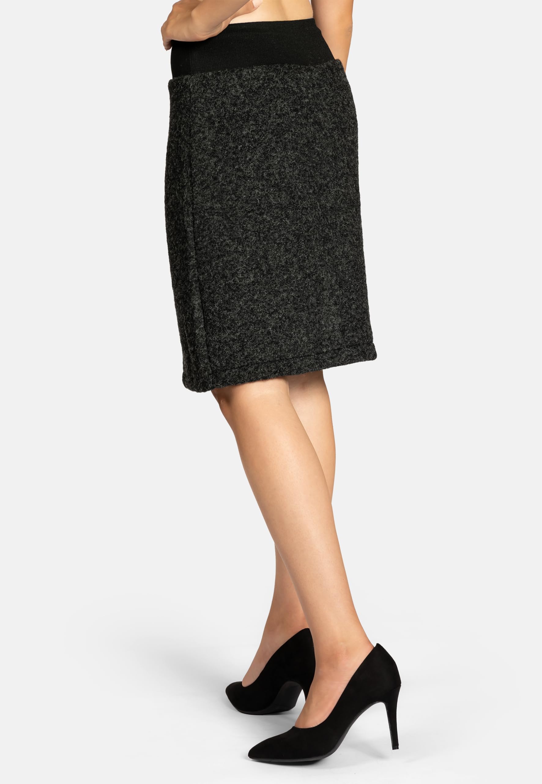 Caspar RO031 Damen Winter Bleistift Wollrock Knielang