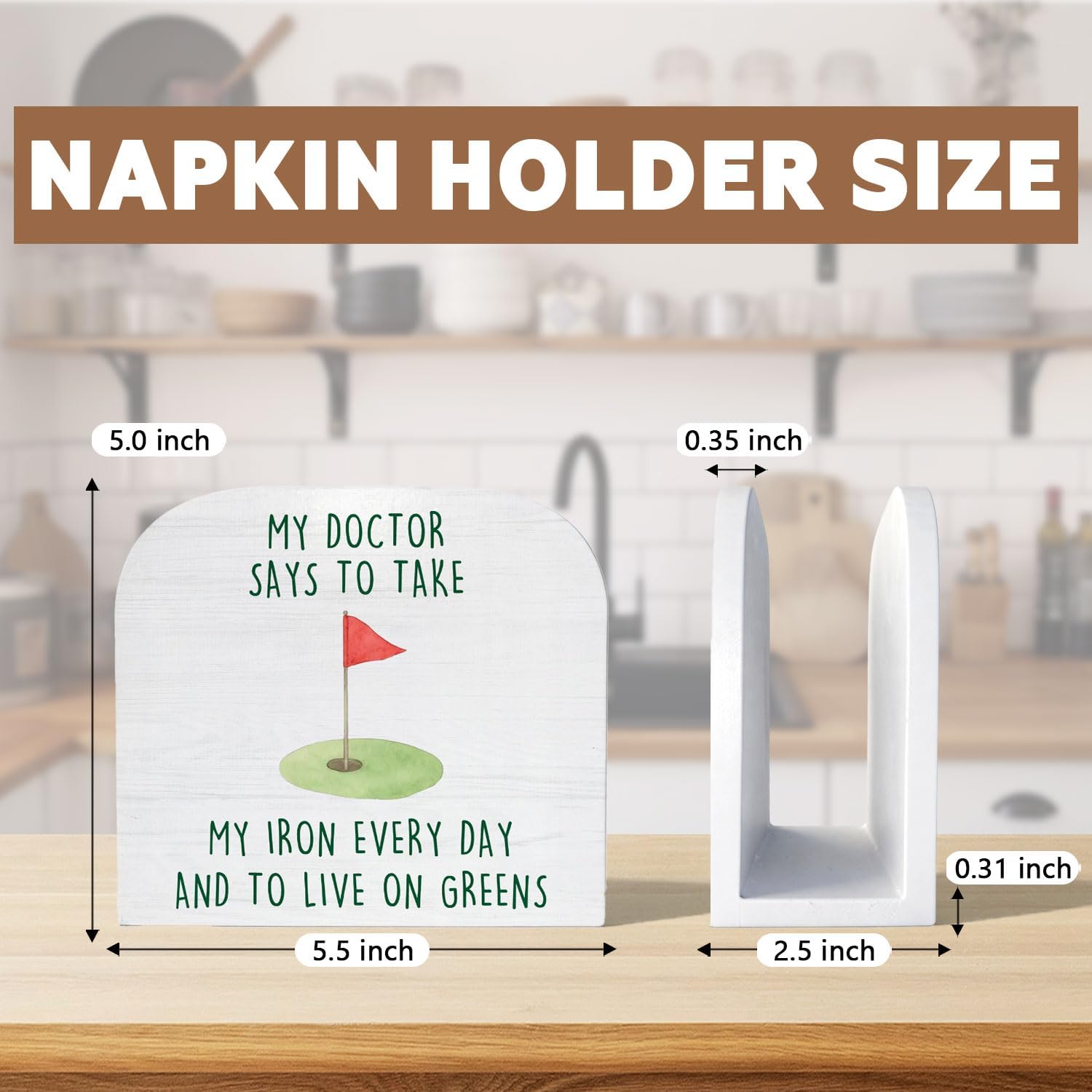 Funny Quote Golf Wood Napkin Holder, Golfer Golf Lover Gifts Wooden Standing Napkin Dispenser for Table Kitchen Dining Room Party Cafe Bar Decorations image 2