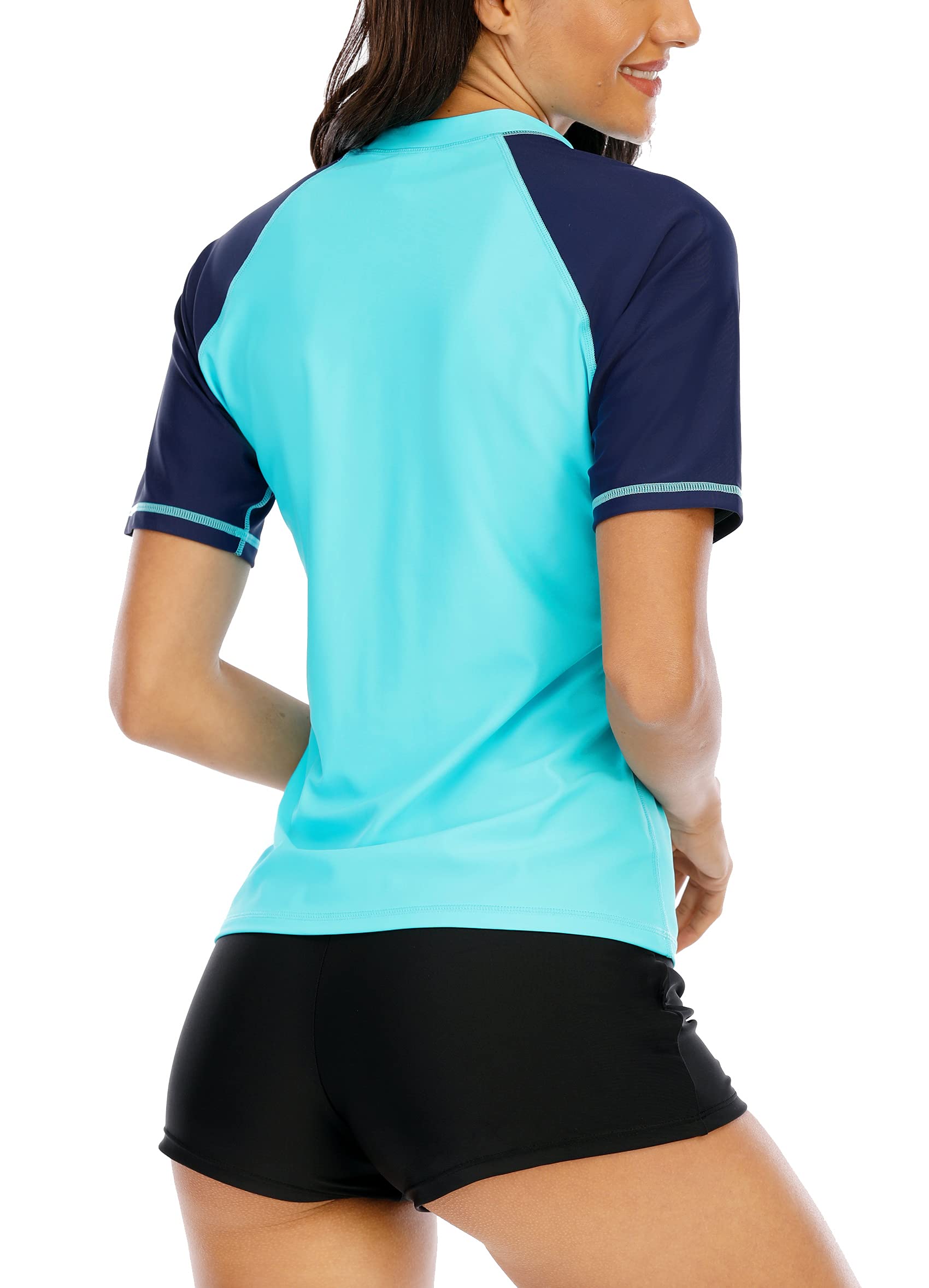 Halcurt Damen UV Shirt Kurzarm Rash Guard UPF 50+ Schwimmshirt Schnell Trocknend Badeshirt S-XXL