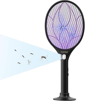 COSTAR 3-in-1 Mosquito Killer Racket, Mosquito Bat with UV Light, Electric Fly Swatter Rechargeable Lithium-ion Battery, Bug Zapper for Indoor Outdoor Use, Bat to Hit Mosquito 6 Months Warranty