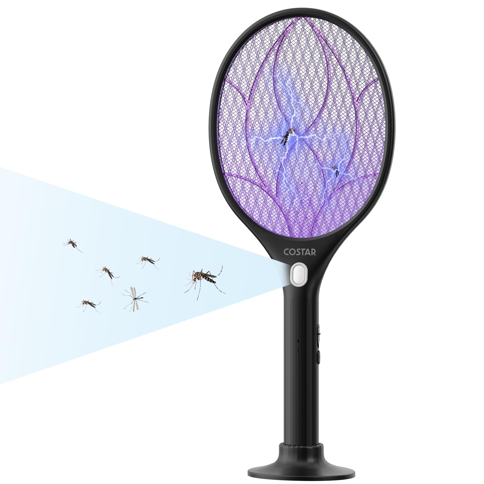 COSTAR 3-in-1 Mosquito Killer Racket, Mosquito Bat with UV Light, Electric Fly Swatter Rechargeable Lithium-ion Battery, Bug Zapper for Indoor Outdoor Use, Bat to Hit Mosquito 6 Months Warranty