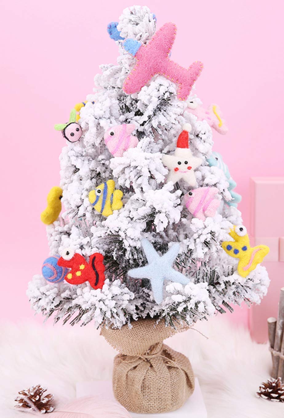 Chrismas tree Decoration gift Mini Christmas Tree Tabletop Ornament Deer Christmas Tree Christmas Decorations. 15cm.