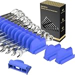 48 organisateurs de clés modulaires pour tiroirs à outils - Support de clés avec étiquettes métriques et SAE, parfait pour le rangement d'outils. Cadeau pour père, frère et petit ami (noir sans aimant).
