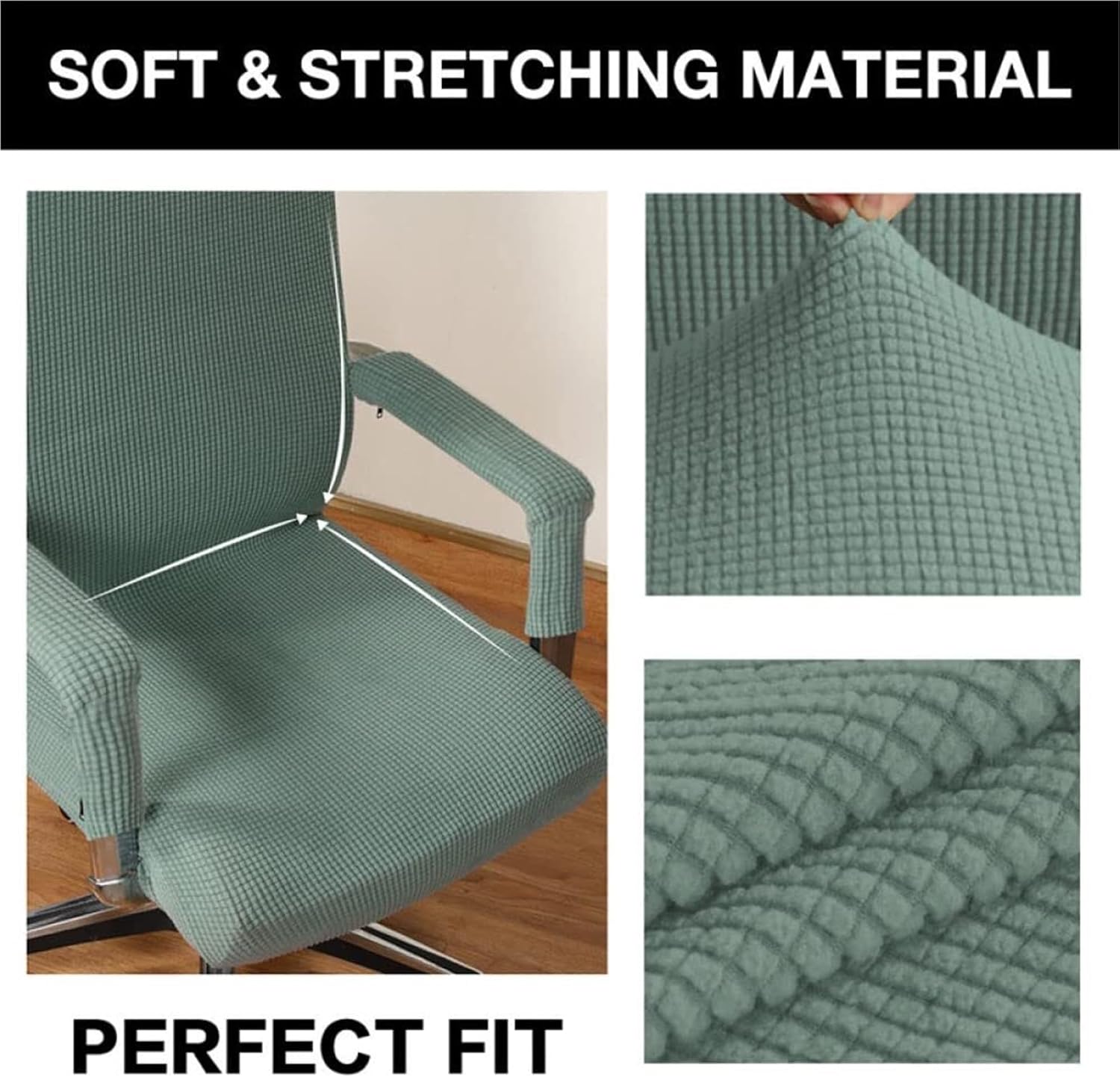 Thickened Fleece Office Chair Slipcovers - Stretch Spandex Armrest Covers, Stain-Resistant & Thermal Computer Chair Protector for Home/Office(Navy Blue,L with Armrest Cover)