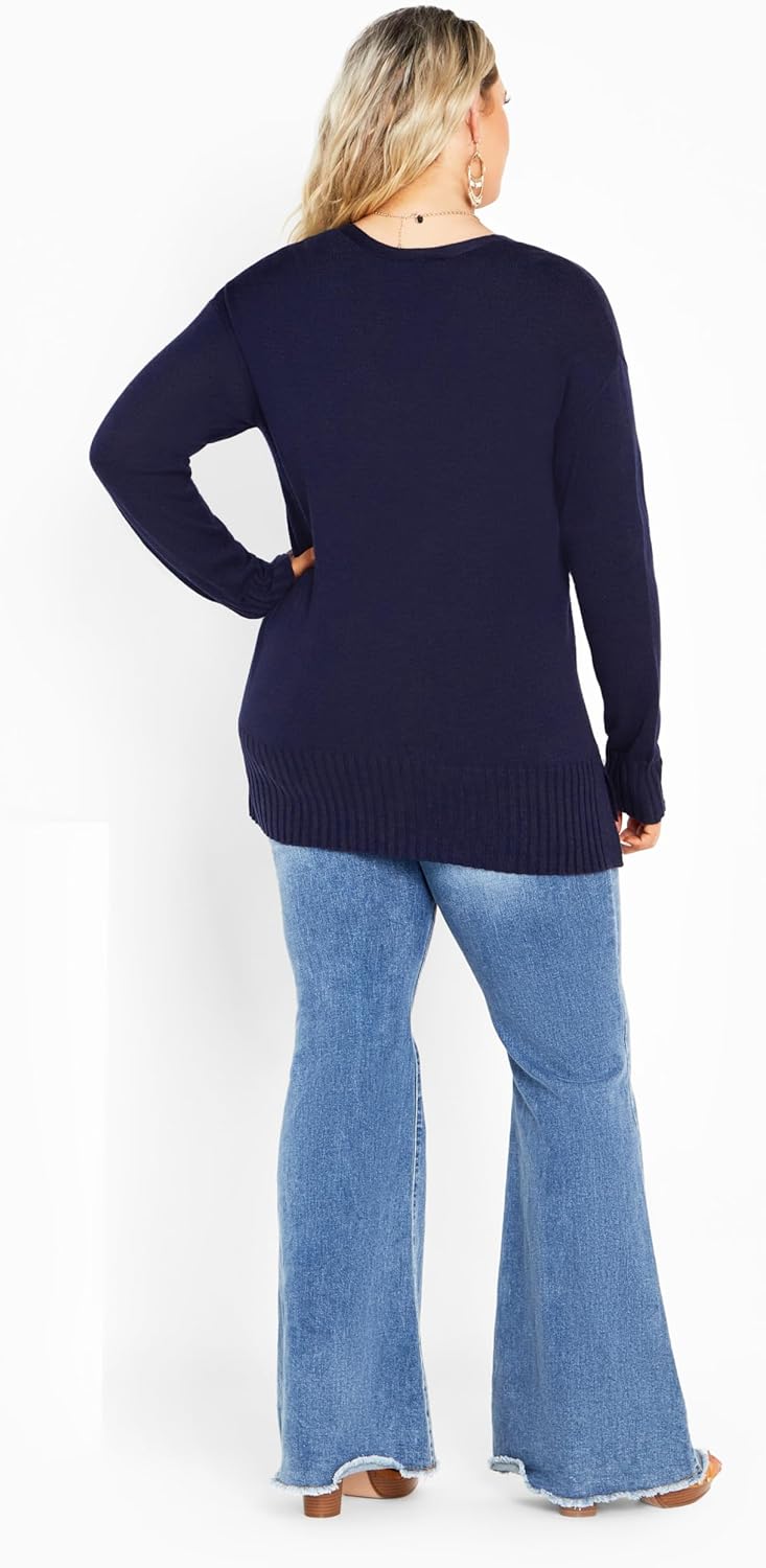 AVENUE Women's Plus Size Clare V Neck Sweater - Image 3
