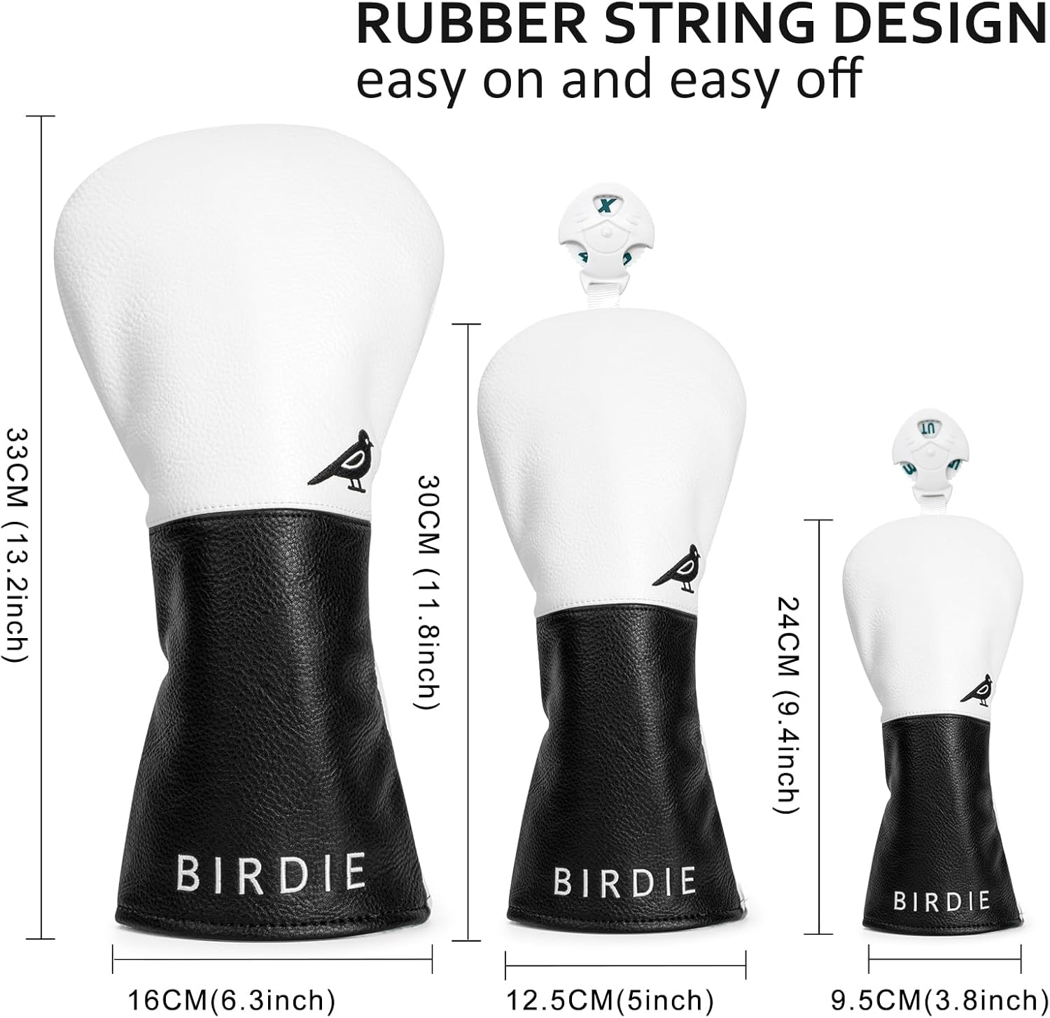 White Black Style Golf Driver, Fairway Woods & Hybrids Headcover Set