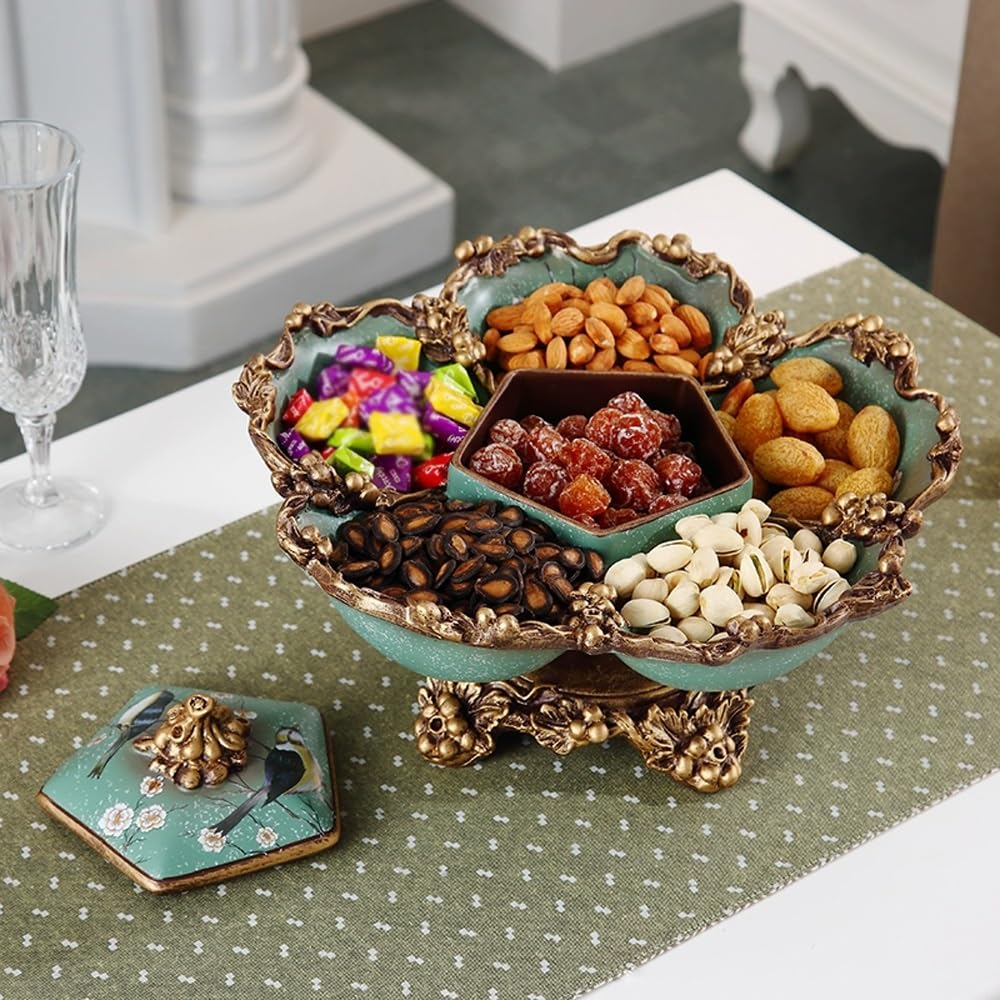Plateau de service multifonction en résine à 6 cartons pour noix et fruits secs - Parfait pour les fêtes, les réunions et les divertissements
